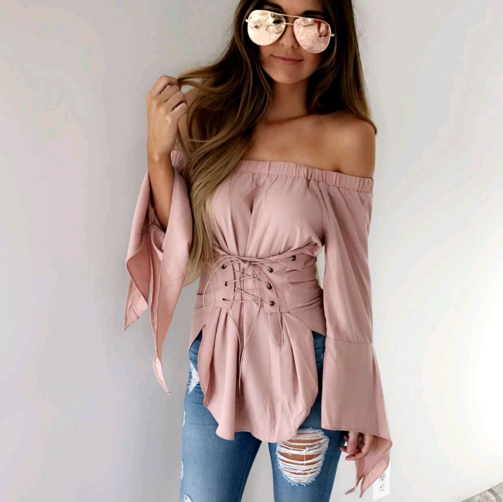 Cute bell sleeve corset top
